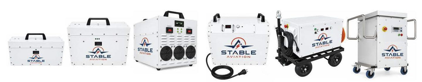 The Stable Aviation product line — starter, combination, continuous power, and eGPU units
